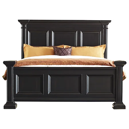 Queen Panel Bed with Traditional Column Details